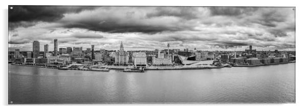 Liverpool Waterfront black and white Acrylic by Apollo Aerial Photography