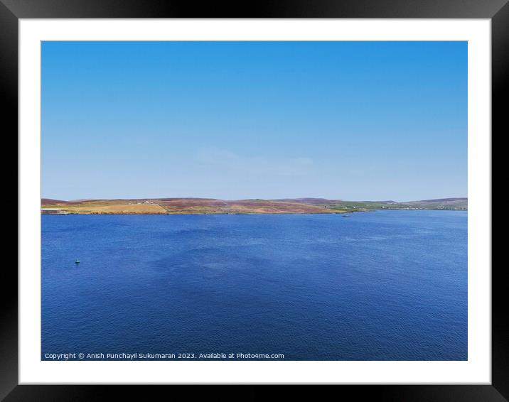 Tranquil Horizon over Holmsgarth: Blue Sky and Clear Seascape Framed Mounted Print by Anish Punchayil Sukumaran