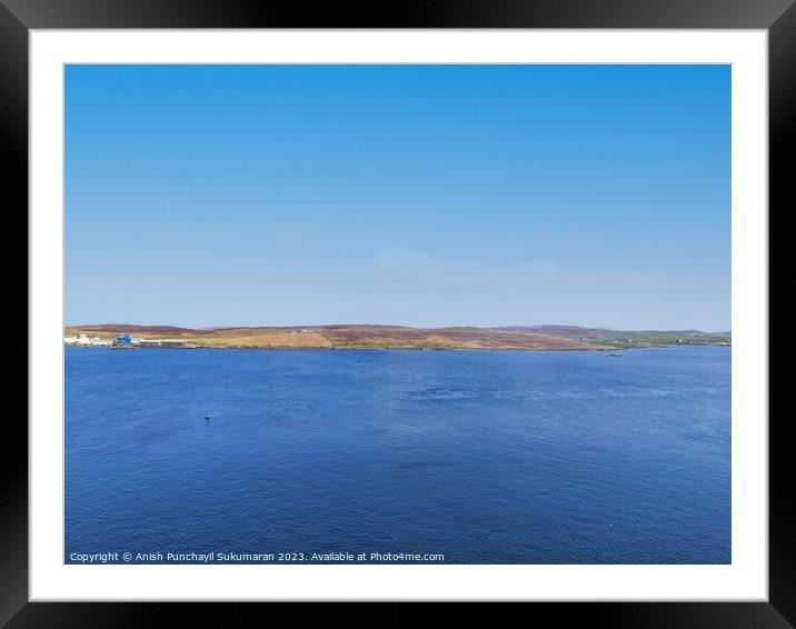 Tranquil Horizon over Holmsgarth: Blue Sky and Clear Seascape Framed Mounted Print by Anish Punchayil Sukumaran