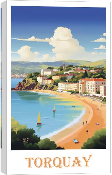 Torquay Travel Poster Canvas Print by Steve Smith