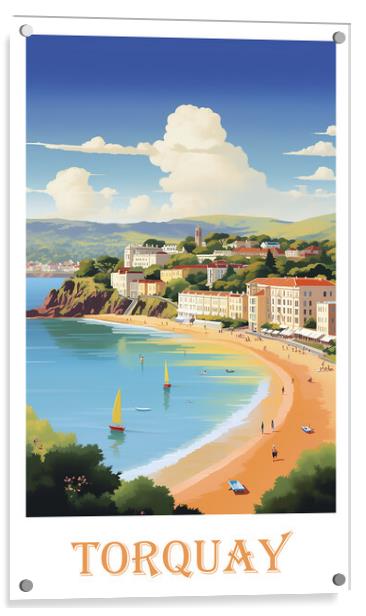 Torquay Travel Poster Acrylic by Steve Smith