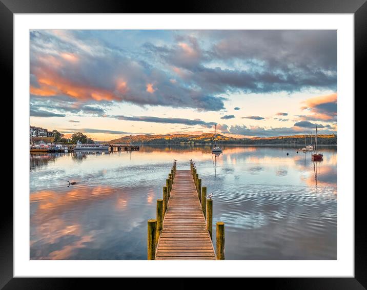 Ambleside Boat Jetty Lake Windermere Framed Mounted Print by Tim Hill