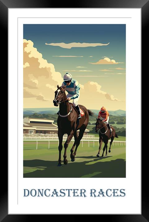 Doncaster Races Travel Poster Framed Mounted Print by Steve Smith