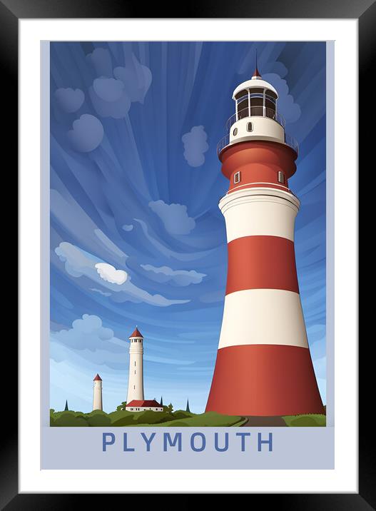 Plymouth Vintage Travel Poster   Framed Mounted Print by Picture Wizard