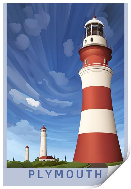 Plymouth Vintage Travel Poster   Print by Picture Wizard