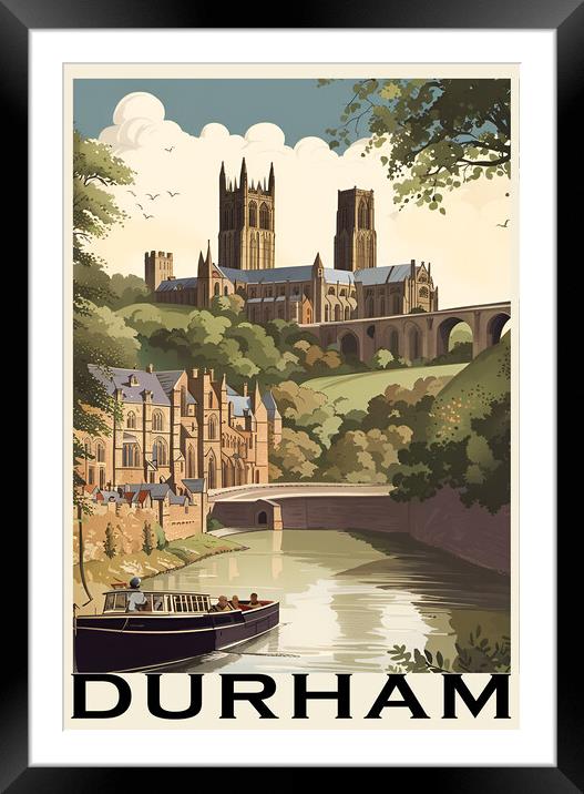Durham Vintage Travel Poster   Framed Mounted Print by Picture Wizard