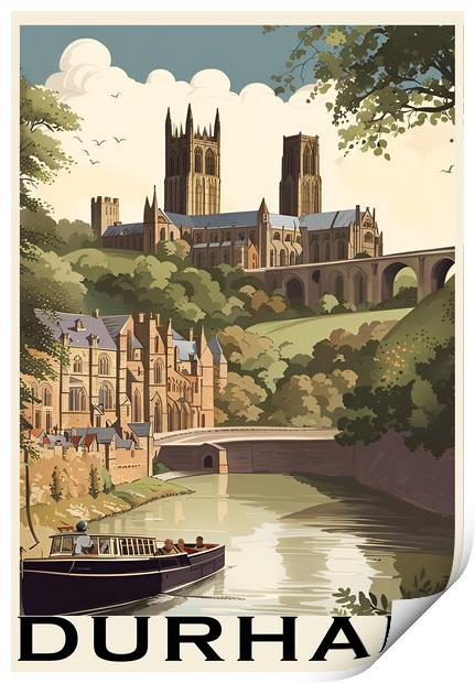 Durham Vintage Travel Poster   Print by Picture Wizard