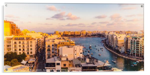 Spinola Bay St Julien's Malta Acrylic by Margaret Ryan