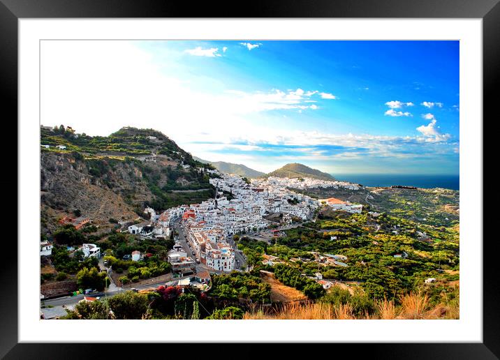 Andalusian Charm: Frigiliana's Coastal Splendour Framed Mounted Print by Andy Evans Photos
