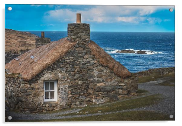 Isle of Lewis Blackhouse Acrylic by John Frid