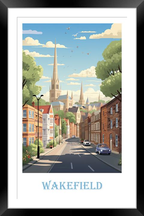 Wakefield Travel Poster Framed Mounted Print by Steve Smith