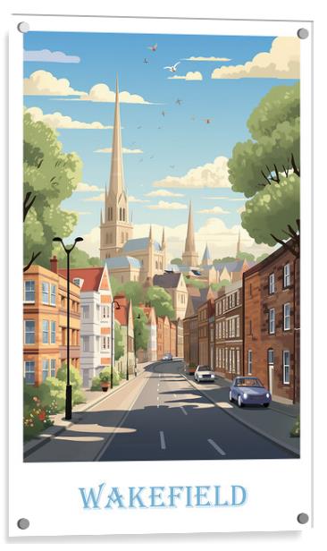 Wakefield Travel Poster Acrylic by Steve Smith
