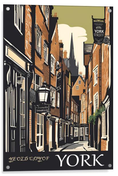 York Vintage Travel Poster   Acrylic by Picture Wizard