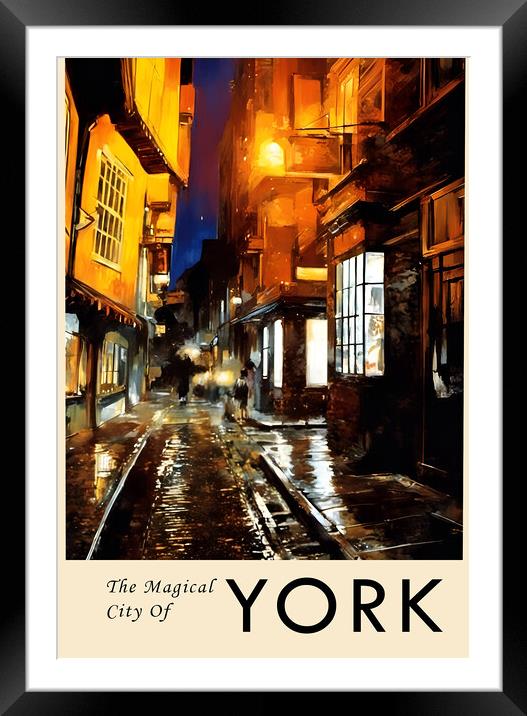 York Vintage Travel Poster    Framed Mounted Print by Picture Wizard