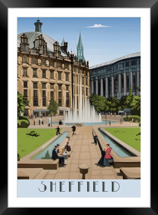 Sheffield Vintage Travel Poster   Framed Mounted Print by Picture Wizard