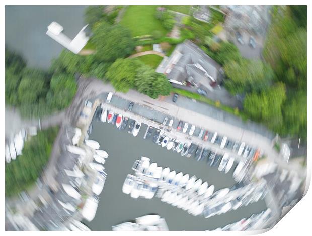 Drone Zoom Blur Art: Windermere Yacht Marina Print by Tim Hill