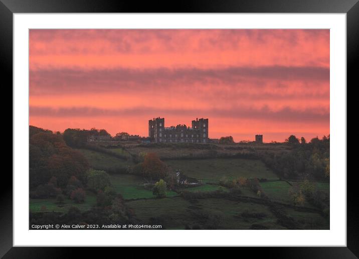 Derbyshire Castle Fiery Sunrise Framed Mounted Print by Alex Calver