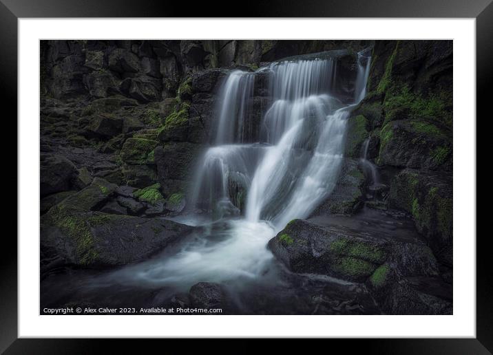 Derbyshire Waterfall Framed Mounted Print by Alex Calver