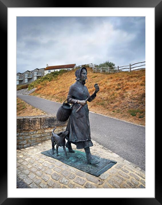 Mary Anning Statue, Lyme Regis Framed Mounted Print by Darren Galpin