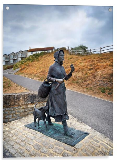 Mary Anning Statue, Lyme Regis Acrylic by Darren Galpin