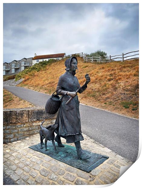 Mary Anning Statue, Lyme Regis Print by Darren Galpin