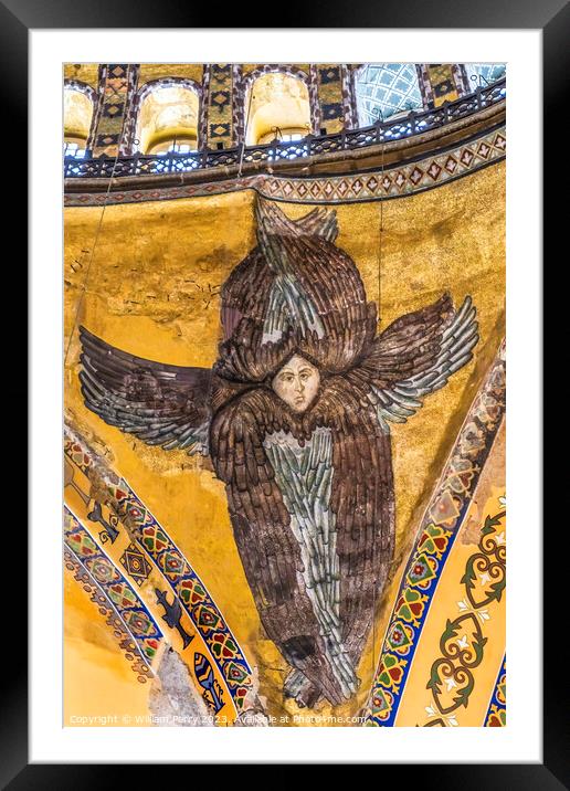 Seraph Angel Mosaic Dome Hagia Sophia Basilica Istanbul Turkey Framed Mounted Print by William Perry