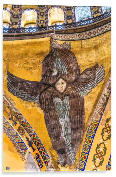 Seraph Angel Mosaic Dome Hagia Sophia Basilica Istanbul Turkey Acrylic by William Perry