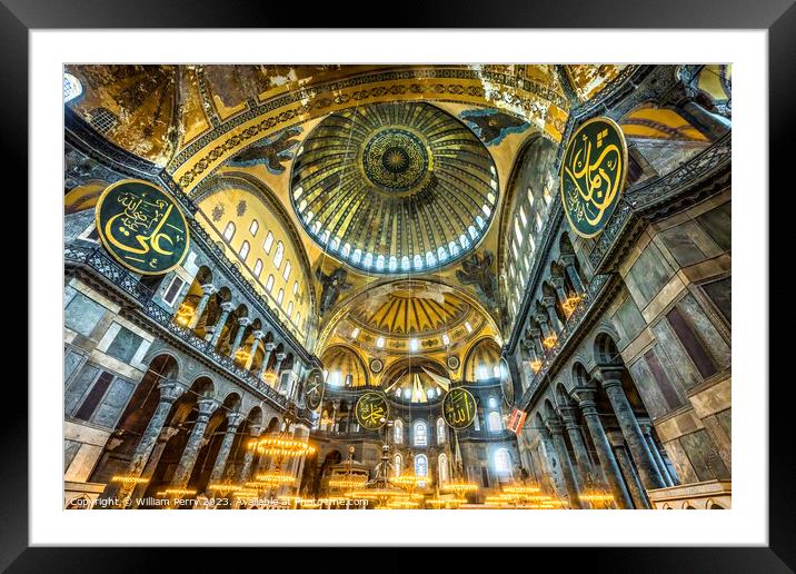 Hagia Sophia Mosque Illuminated Basilica Ali Medallions Istanbul Framed Mounted Print by William Perry