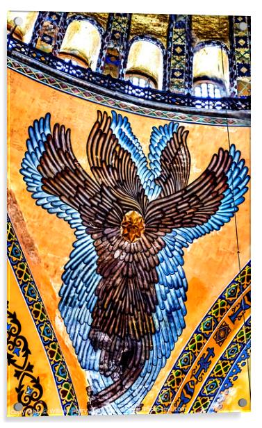 Angel Mosaic Dome Hagia Sophia Basilica Istanbul Turkey Acrylic by William Perry