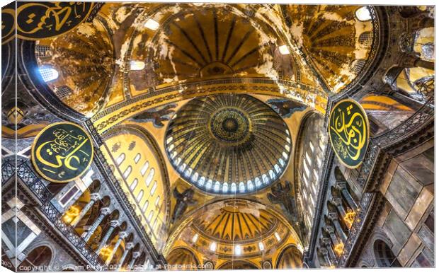 Hagia Sophia Mosque Illuminated Basilica Ali Medallions Istanbul Canvas Print by William Perry