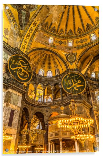 Hagia Sophia Mosque Illuminated Basilica Ali Medallions Istanbul Acrylic by William Perry