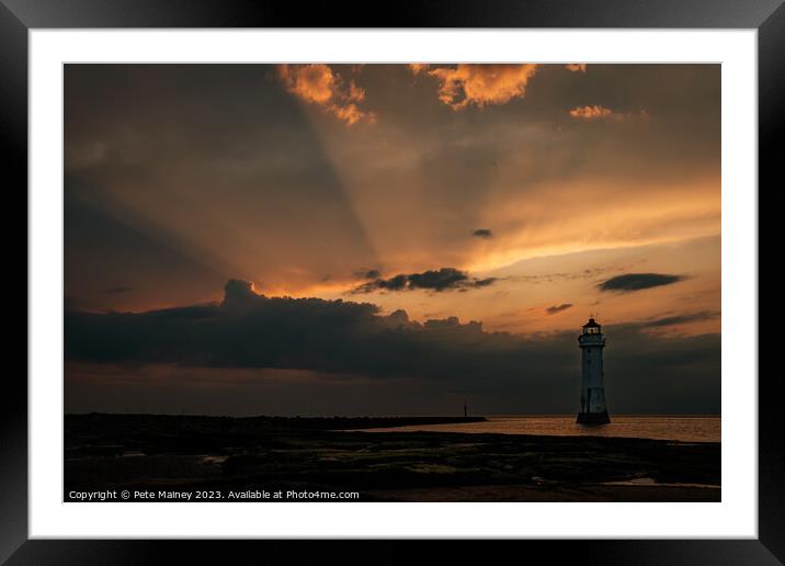 Sunset at Perch Rock Framed Mounted Print by Pete Mainey