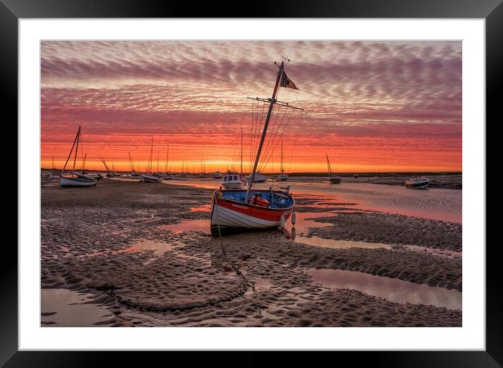 Sunrise over the harbour at Brancaster Staithe  Framed Mounted Print by Gary Pearson