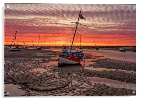 Sunrise over the harbour at Brancaster Staithe  Acrylic by Gary Pearson