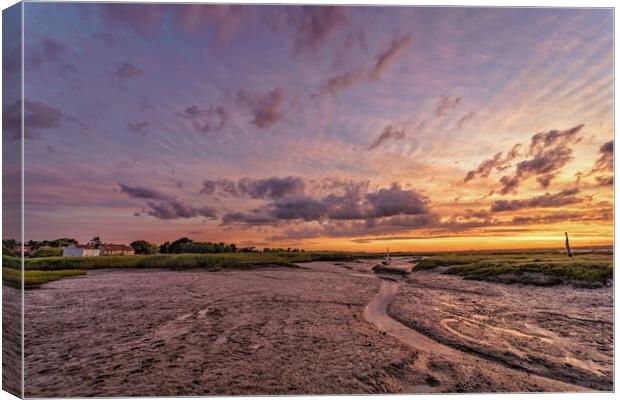 Sunset and low tide - Brancaster Staithe  Canvas Print by Gary Pearson