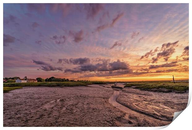 Sunset and low tide - Brancaster Staithe  Print by Gary Pearson
