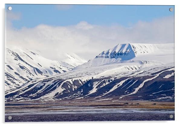 Snow Covered Mountains on Arctic Spitsbergen Acrylic by Martyn Arnold
