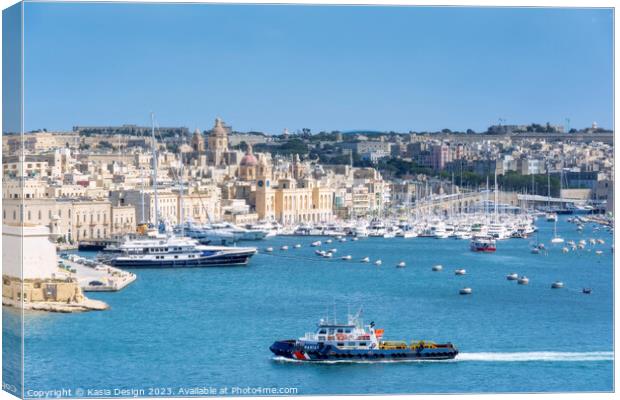 Grand Harbour and Vittoriosa Yacht Marina Canvas Print by Kasia Design