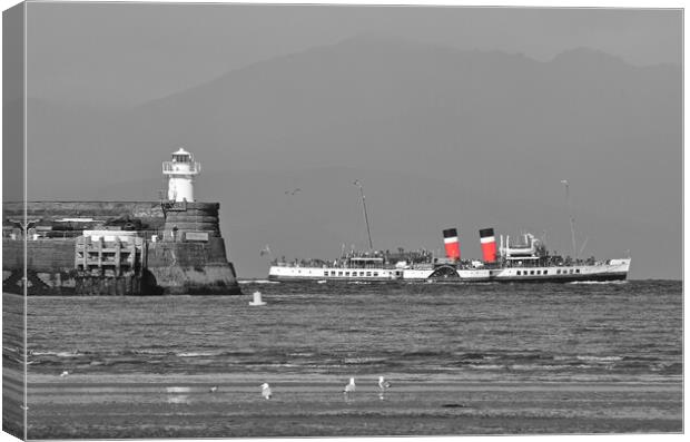 PS Waverley arriving at Troon, Ayrshire. (Abstract Canvas Print by Allan Durward Photography