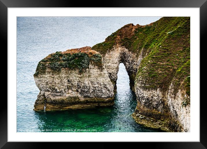 Flamborough Head Sea Arch Cliff Framed Mounted Print by Michael Birch