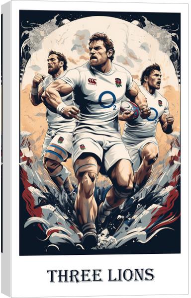 Three Lions Poster Canvas Print by Steve Smith