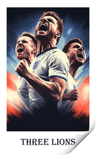 Three Lions Poster Print by Steve Smith