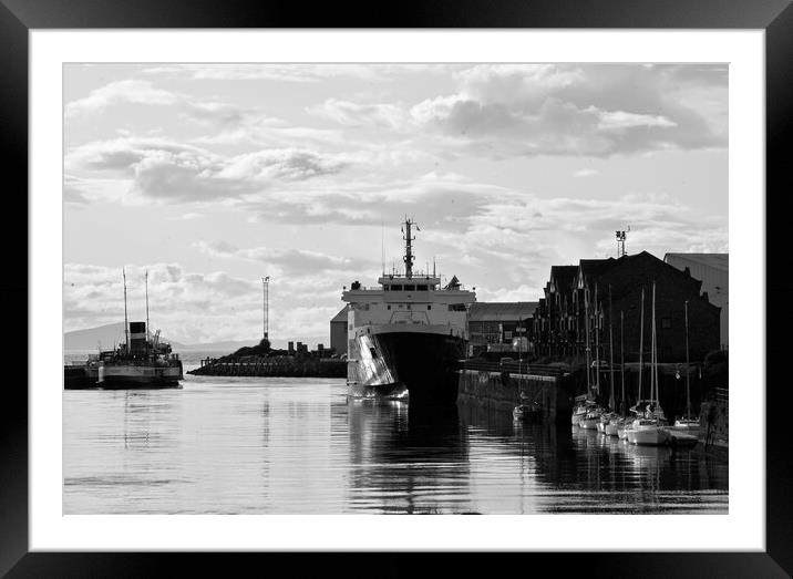 Ayr harbour (black&white) Framed Mounted Print by Allan Durward Photography