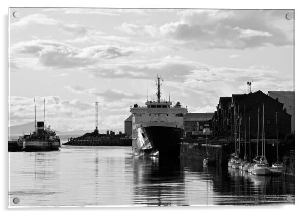 Ayr harbour (black&white) Acrylic by Allan Durward Photography