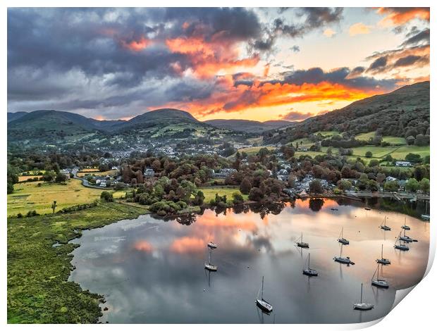 Sunrise over Ambleside: Lake Windermere Print by Tim Hill