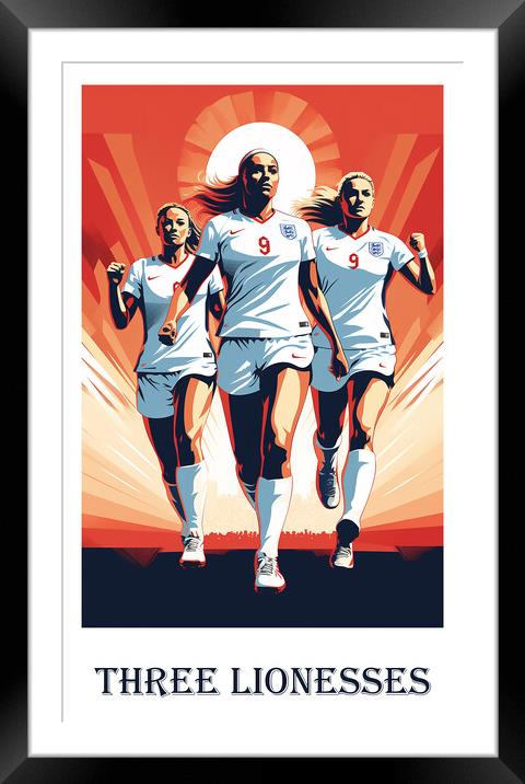 Three Lionesses Poster Framed Mounted Print by Steve Smith