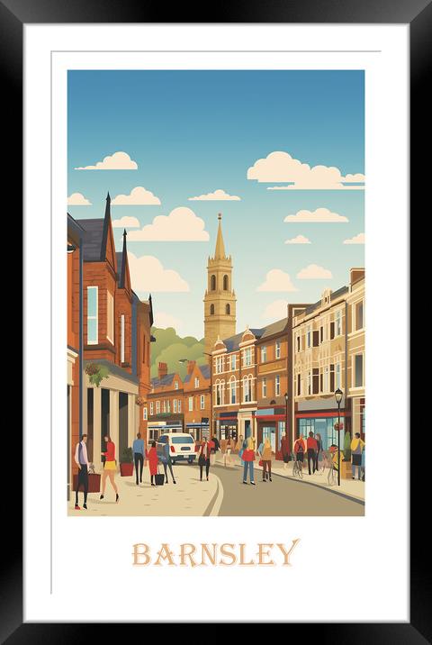 Barnsley Travel Poster Framed Mounted Print by Steve Smith
