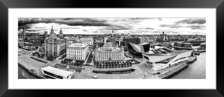 Liverpool Waterfront Black and White Framed Mounted Print by Apollo Aerial Photography