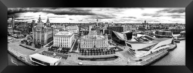 Liverpool Waterfront Black and White Framed Print by Apollo Aerial Photography