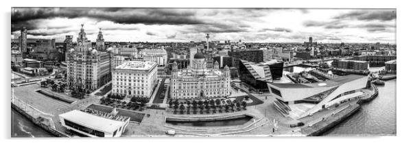 Liverpool Waterfront Black and White Acrylic by Apollo Aerial Photography